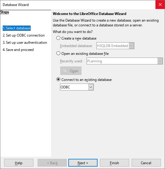 Welcome to the LibreOffice Database Wizard