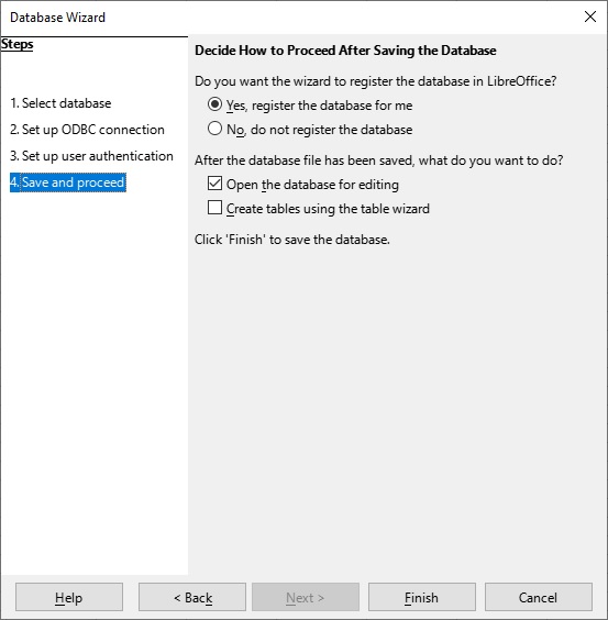 Decide how to proceed after saving the database